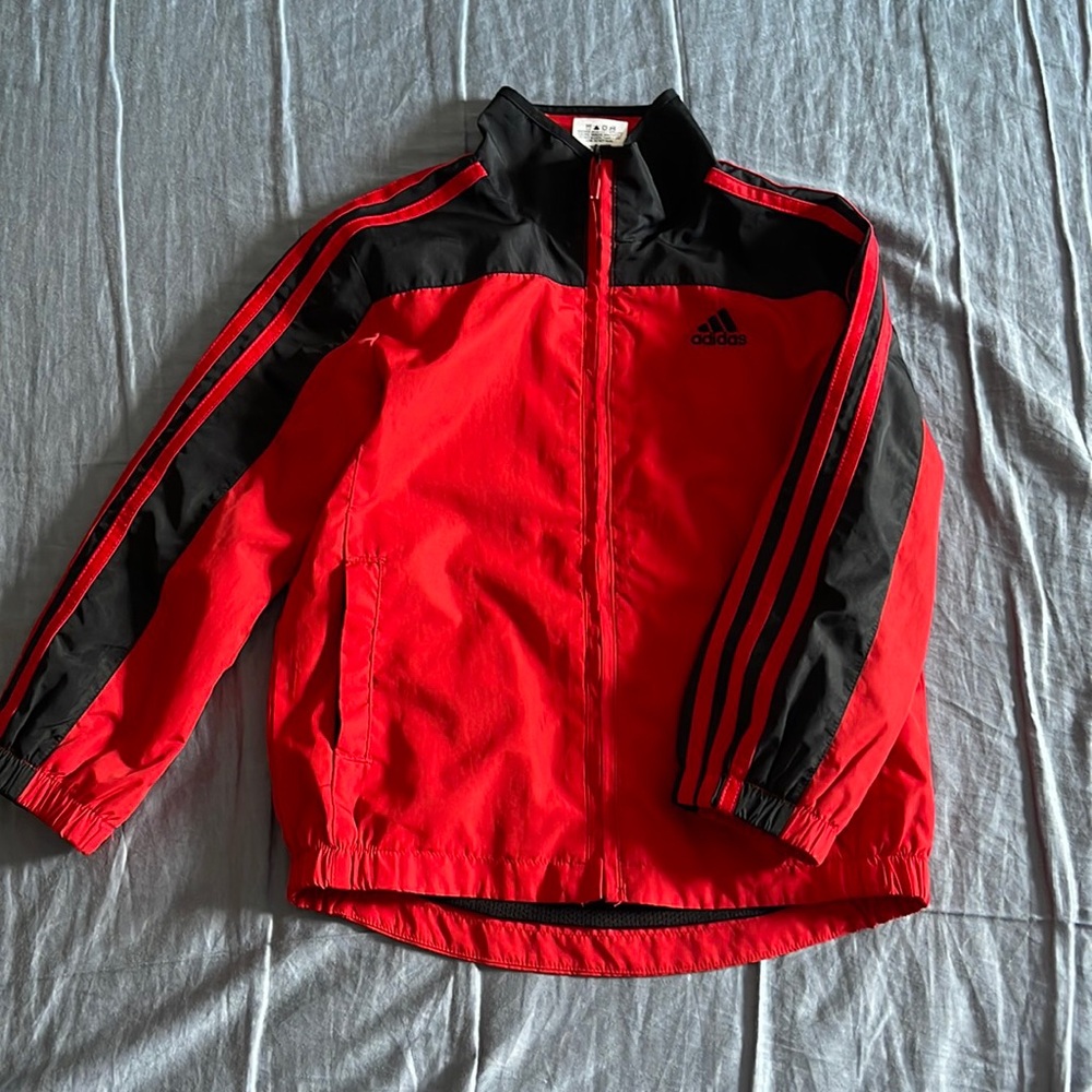 Red adidas light weight jacket for kids